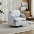 White and Black 31.5 Chenille Swivel Accent Chair with Solid Wood Frame