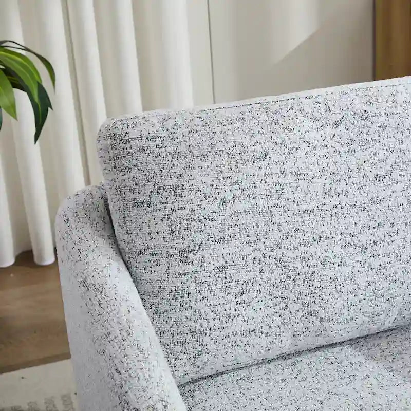 White and Black 31.5 Chenille Swivel Accent Chair with Solid Wood Frame