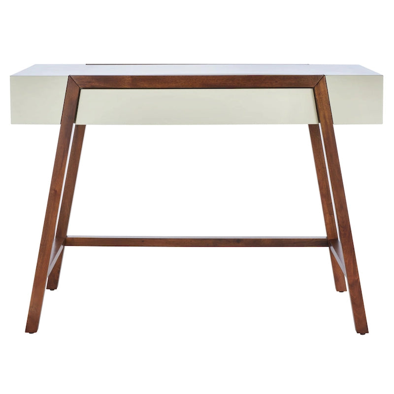 Mid-Century Modern Writing Desk with Walnut Frame and White Top