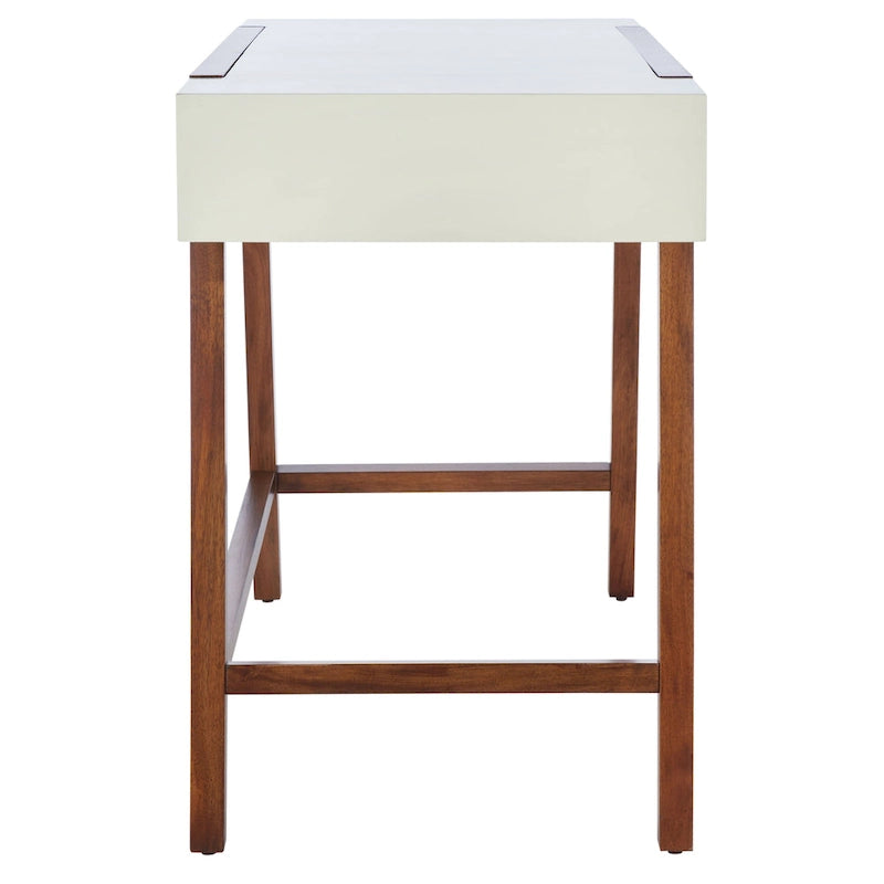 Mid-Century Modern Writing Desk with Walnut Frame and White Top