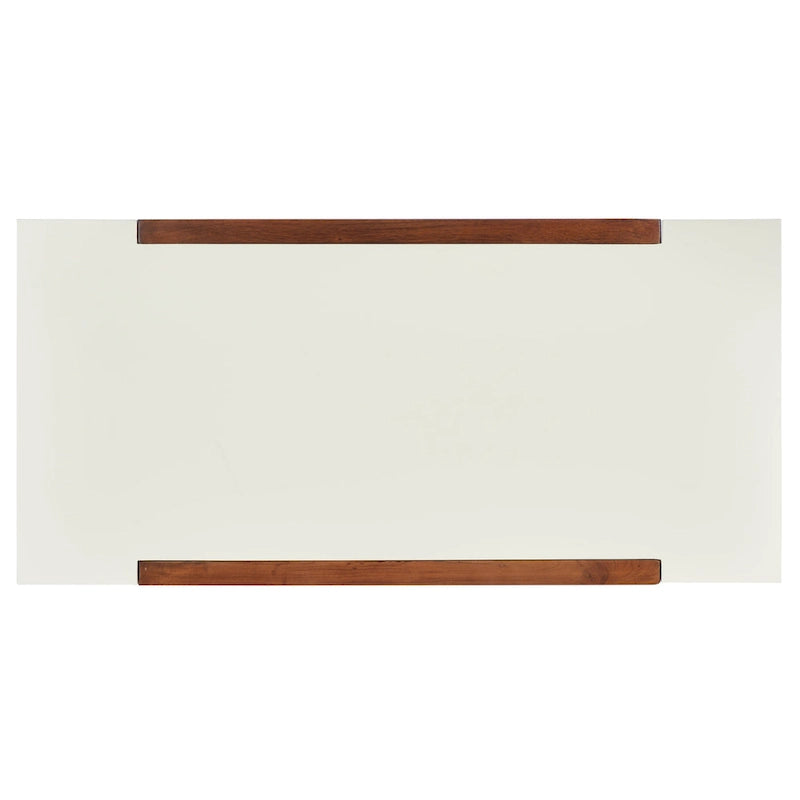 Mid-Century Modern Writing Desk with Walnut Frame and White Top