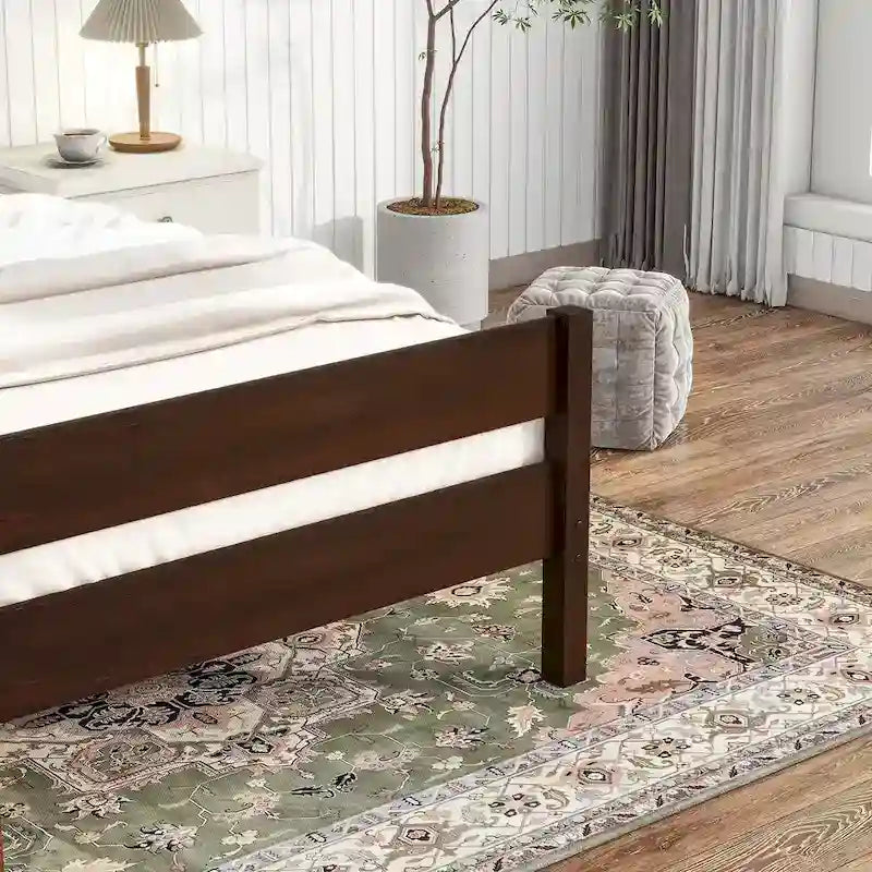 Twin Bed with Headboard and Footboard, Espresso, Space-Saving Design with Storage