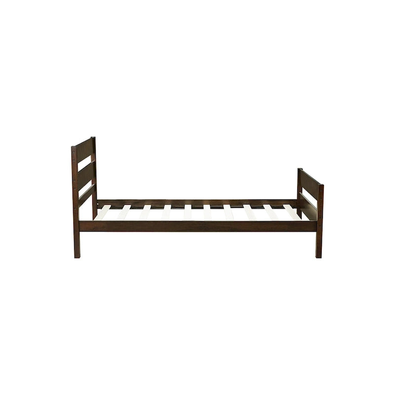 Twin Bed with Headboard and Footboard, Espresso, Space-Saving Design with Storage