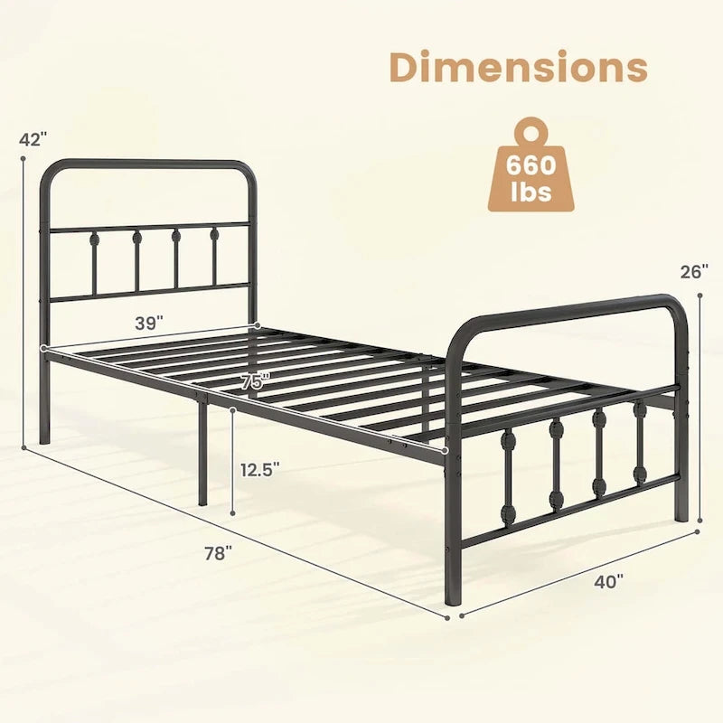 Full/Queen/King Size Bed Frame with Headboard Under Bed