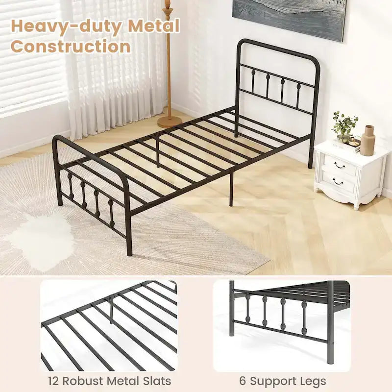 Full/Queen/King Size Bed Frame with Headboard Under Bed