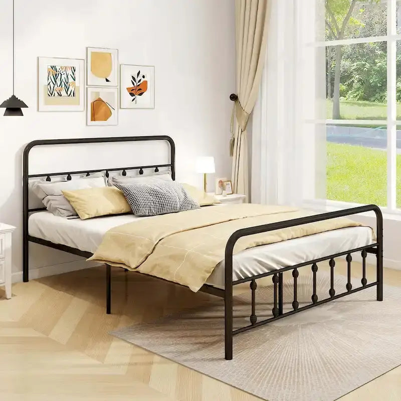 Full/Queen/King Size Bed Frame with Headboard Under Bed