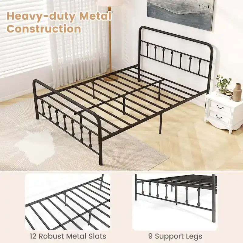 Full/Queen/King Size Bed Frame with Headboard Under Bed