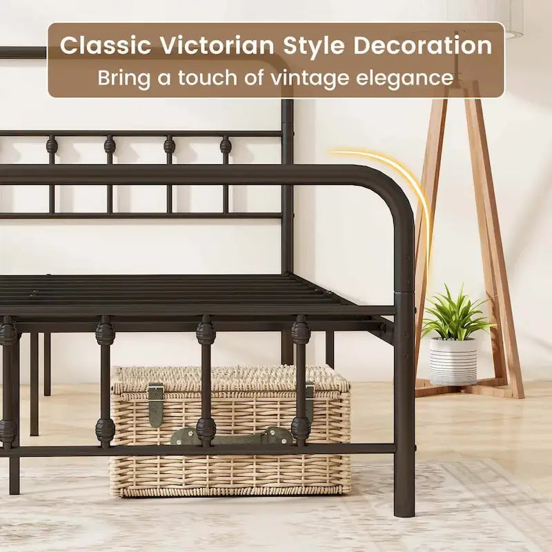 Full/Queen/King Size Bed Frame with Headboard Under Bed