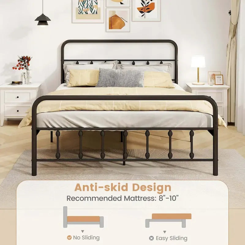 Full/Queen/King Size Bed Frame with Headboard Under Bed
