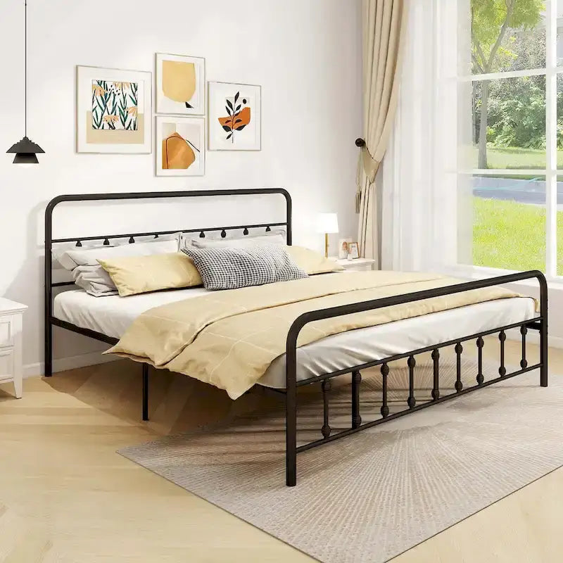 Full/Queen/King Size Bed Frame with Headboard Under Bed