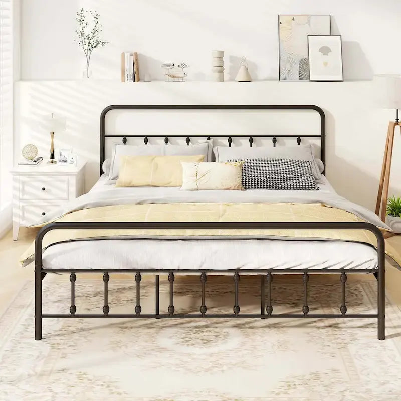 Full/Queen/King Size Bed Frame with Headboard Under Bed