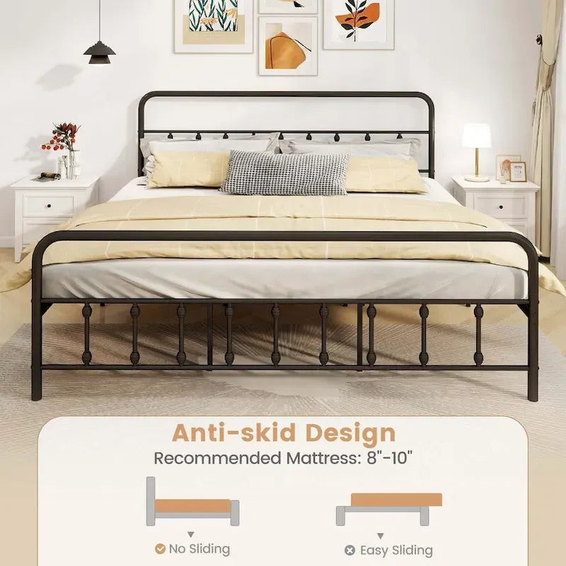 Full/Queen/King Size Bed Frame with Headboard Under Bed