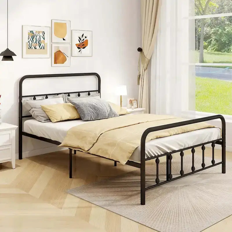 Full/Queen/King Size Bed Frame with Headboard Under Bed