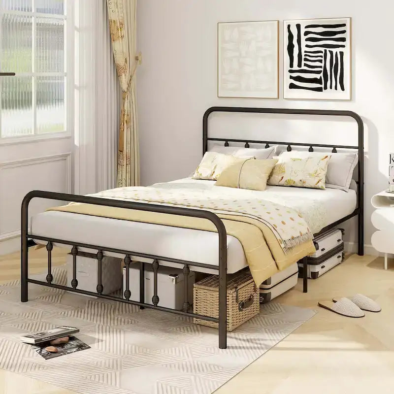 Full/Queen/King Size Bed Frame with Headboard Under Bed