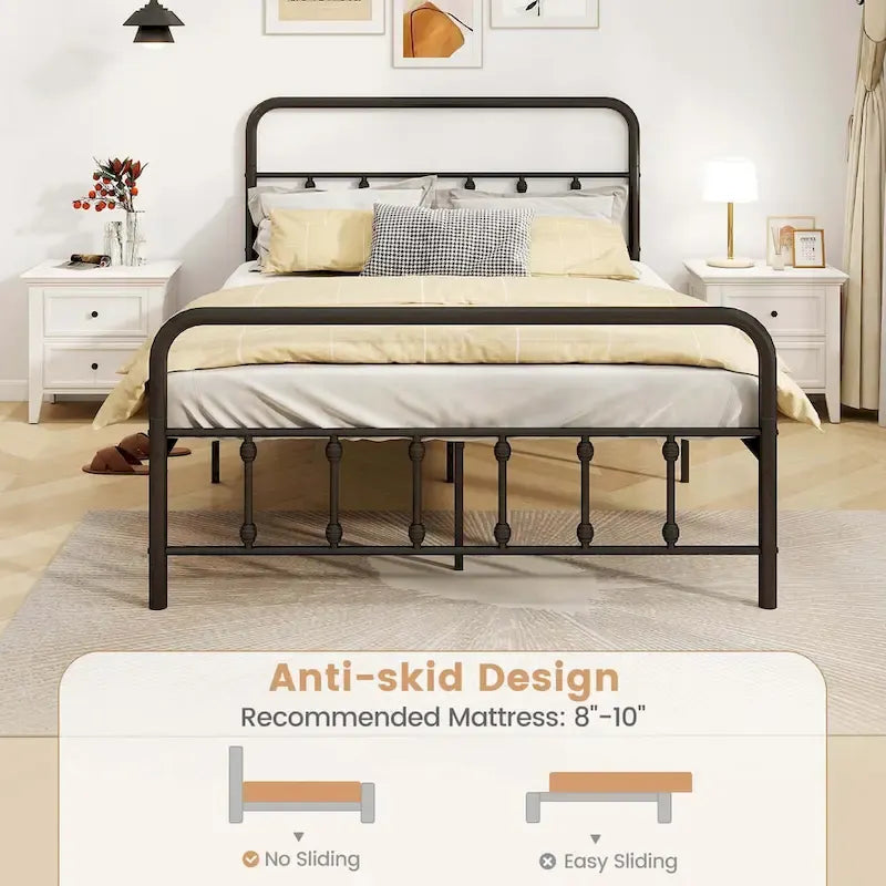 Full/Queen/King Size Bed Frame with Headboard Under Bed