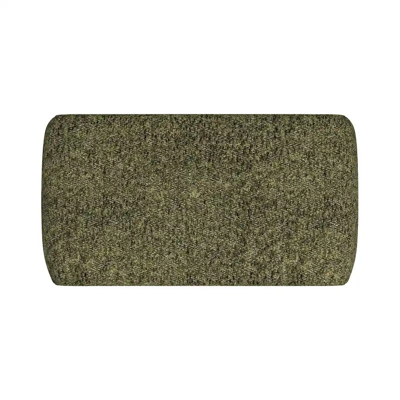Contemporary Ottoman with Curved Bentwood Frame and Boucle Upholstery