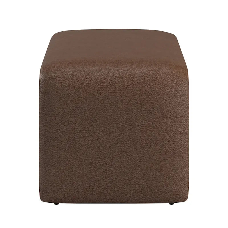 Contemporary Ottoman with Curved Bentwood Frame and Boucle Upholstery