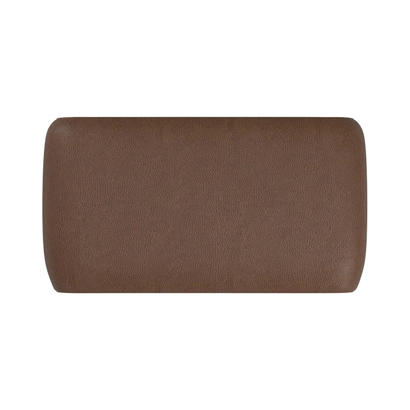 Contemporary Ottoman with Curved Bentwood Frame and Boucle Upholstery