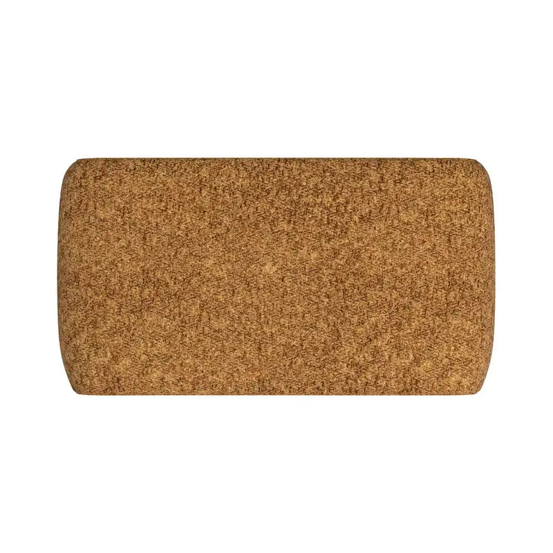 Contemporary Ottoman with Curved Bentwood Frame and Boucle Upholstery