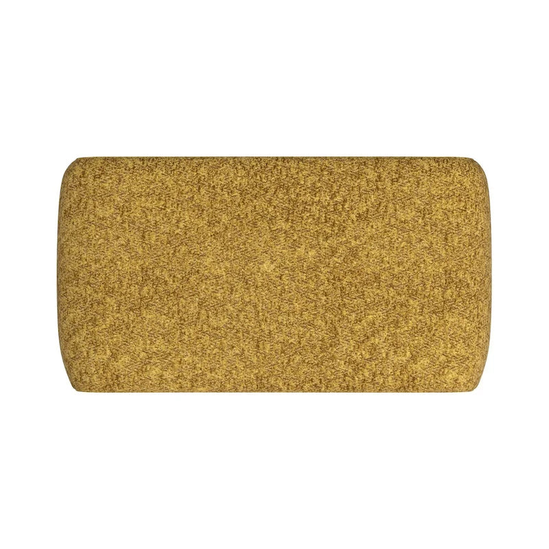 Contemporary Ottoman with Curved Bentwood Frame and Boucle Upholstery