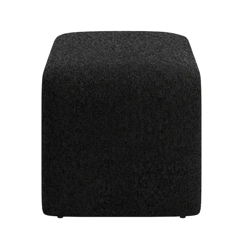 Contemporary Ottoman with Curved Bentwood Frame and Boucle Upholstery