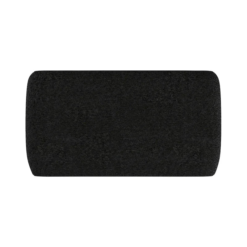 Contemporary Ottoman with Curved Bentwood Frame and Boucle Upholstery