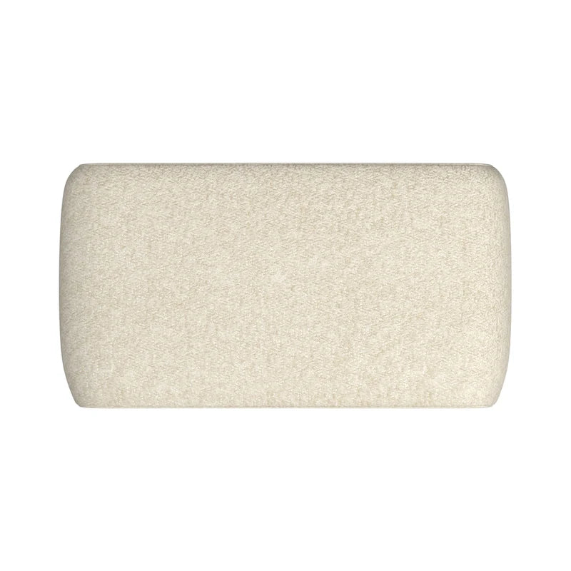 Contemporary Ottoman with Curved Bentwood Frame and Boucle Upholstery