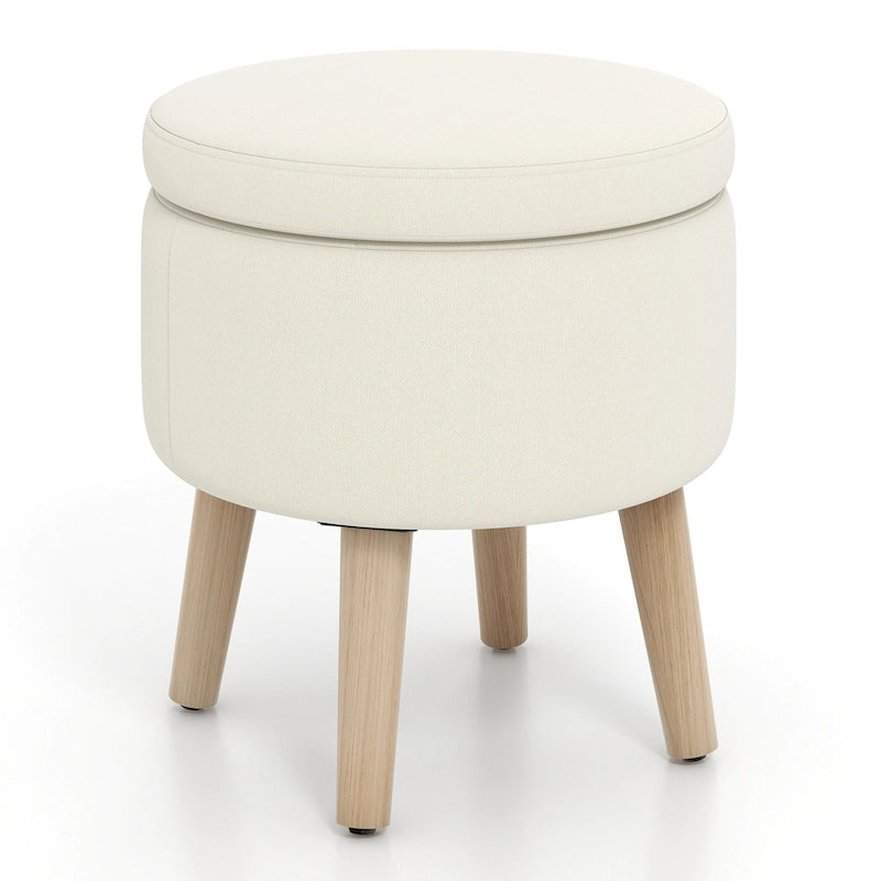 Round Storage Ottoman Accent Storage Footstool with Tray
