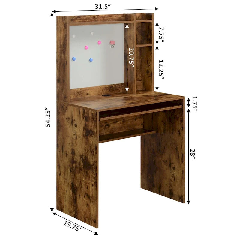 Student Desk with Magnetic Bulletin Board and Shelves