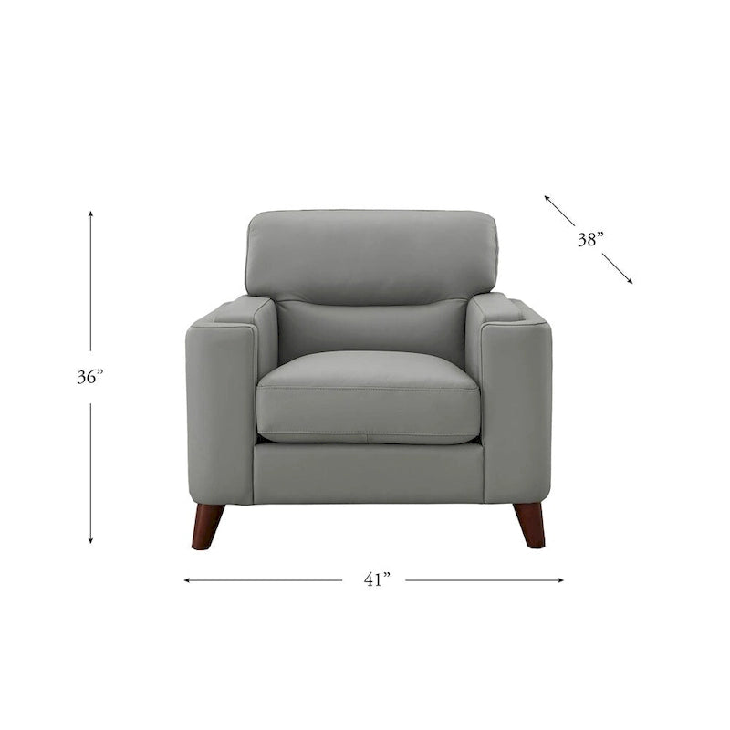 Top Grain Leather Chair with Feather, Memory Foam and Springs