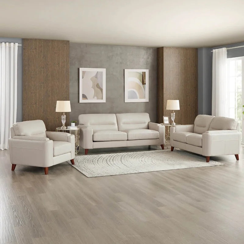 Top Grain Leather Chair with Feather, Memory Foam and Springs