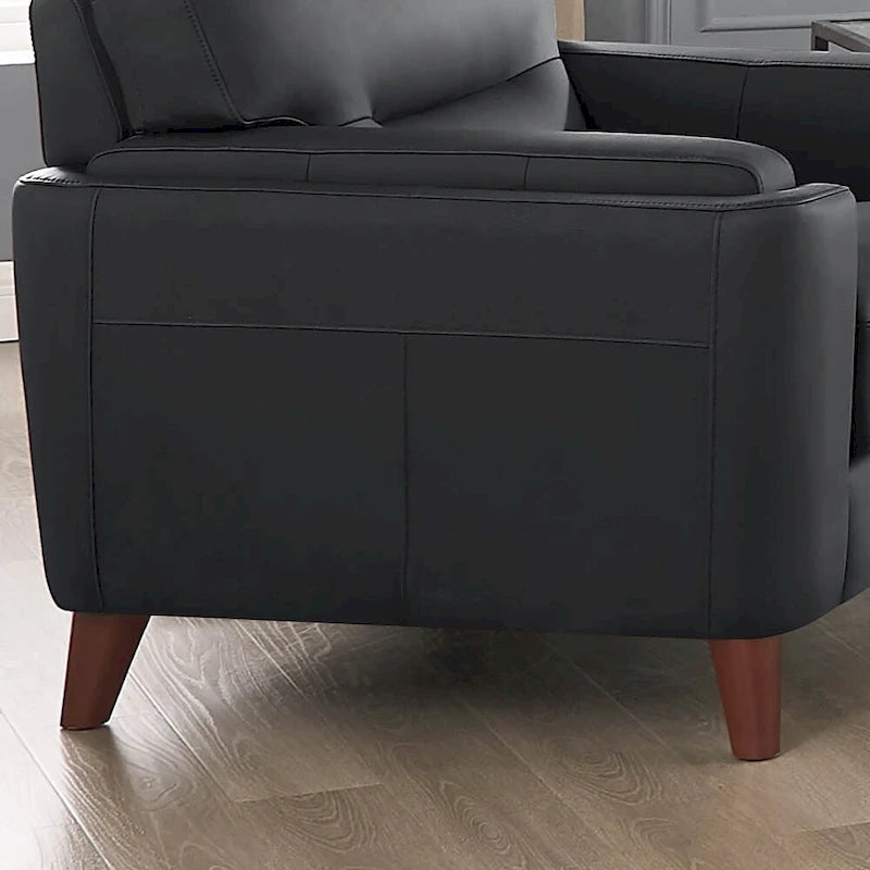 Top Grain Leather Chair with Feather, Memory Foam and Springs