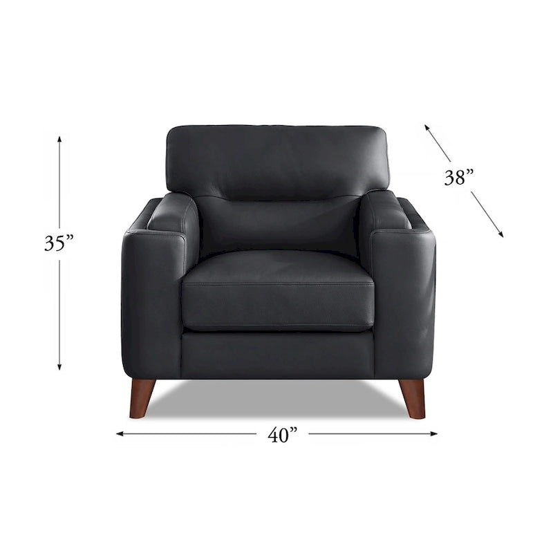 Top Grain Leather Chair with Feather, Memory Foam and Springs
