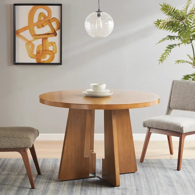 44 Round Dining Table with Pecan Finish