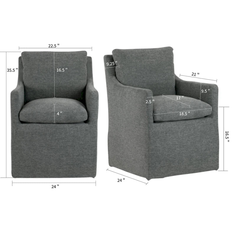 Gray Fabric Accent Chair with Down Feathers
