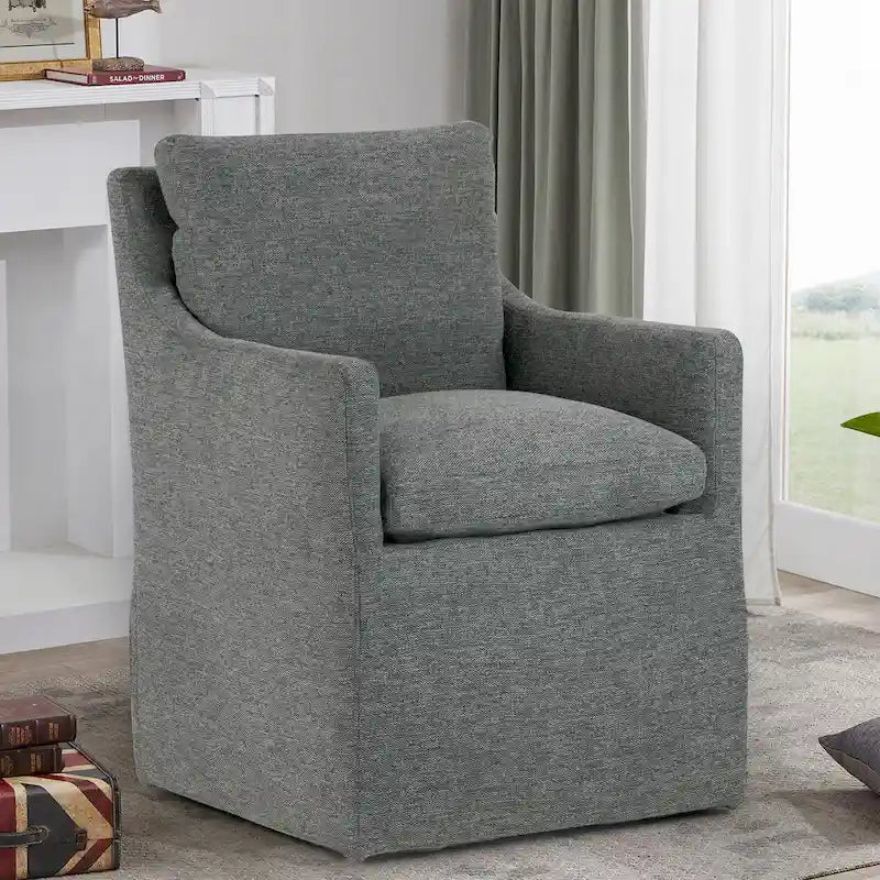 Gray Fabric Accent Chair with Down Feathers