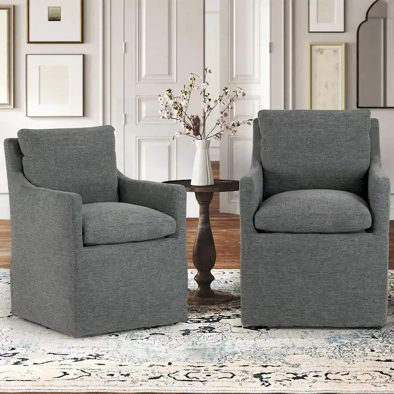 Gray Fabric Accent Chair with Down Feathers