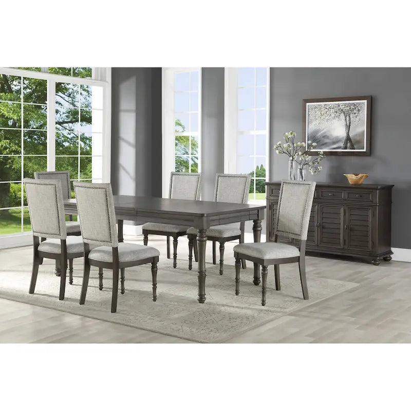 80-Inch Wooden Dining Table, Grey