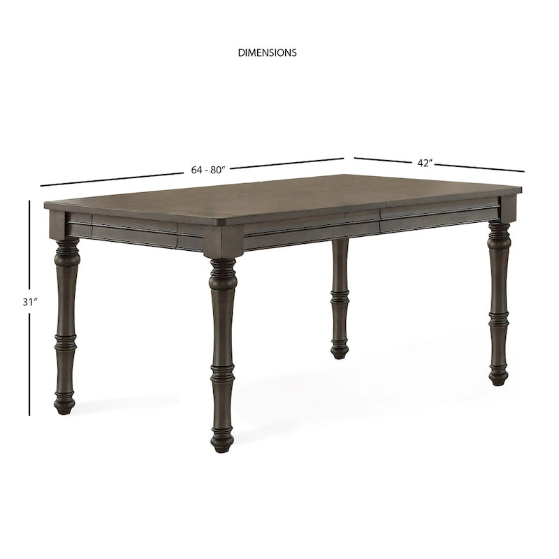 80-Inch Wooden Dining Table, Grey