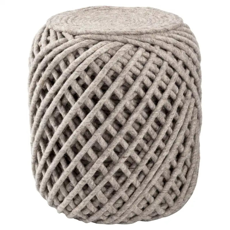 Braided Jute Cylinder Pouf with Scandinavian Design for Living Room