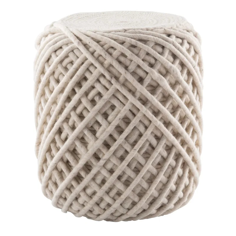 Braided Jute Cylinder Pouf with Scandinavian Design for Living Room