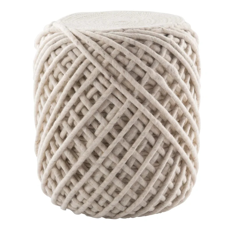 Braided Jute Cylinder Pouf with Scandinavian Design for Living Room