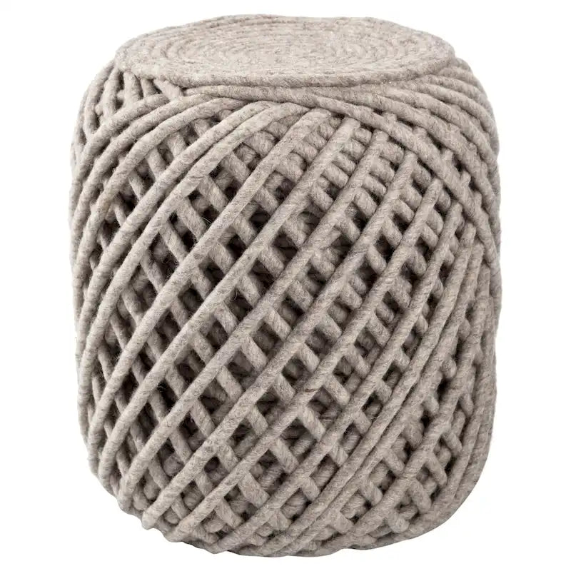 Braided Jute Cylinder Pouf with Scandinavian Design for Living Room