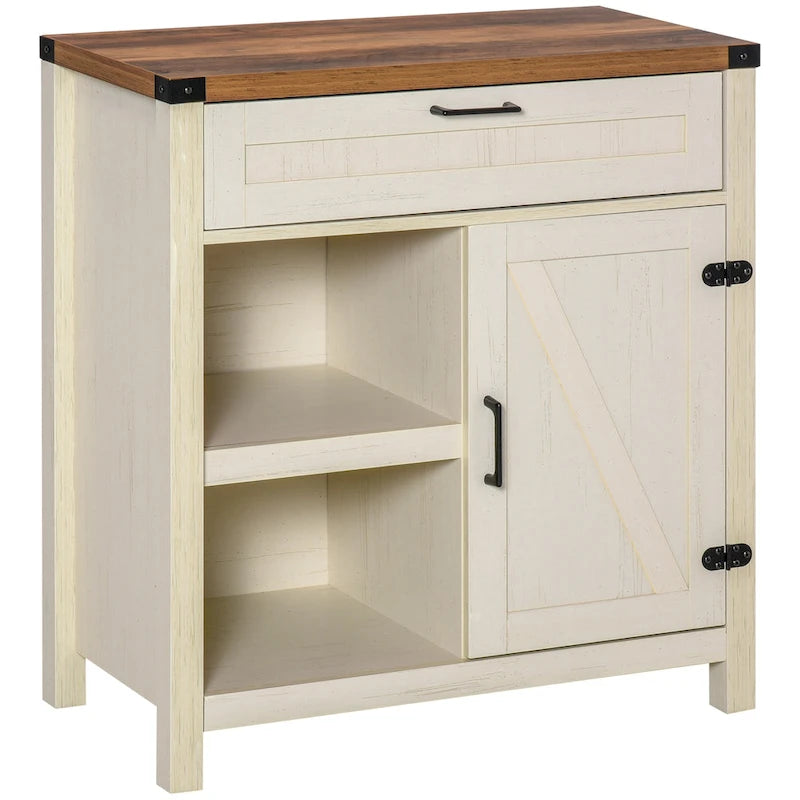Armoire de rangement rustique avec porte de grange, buffet/bahut de ferme moderne pour cuisine et salle à manger