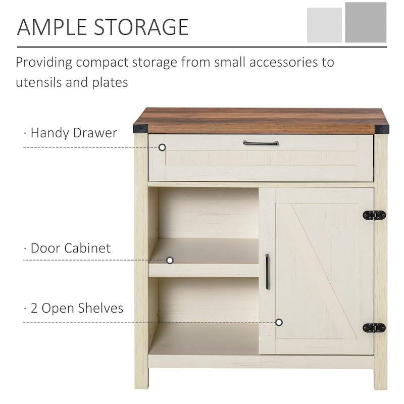 Rustic Barn Door Storage Cabinet, Modern Farmhouse Buffet Sideboard for Kitchen and Dining Room
