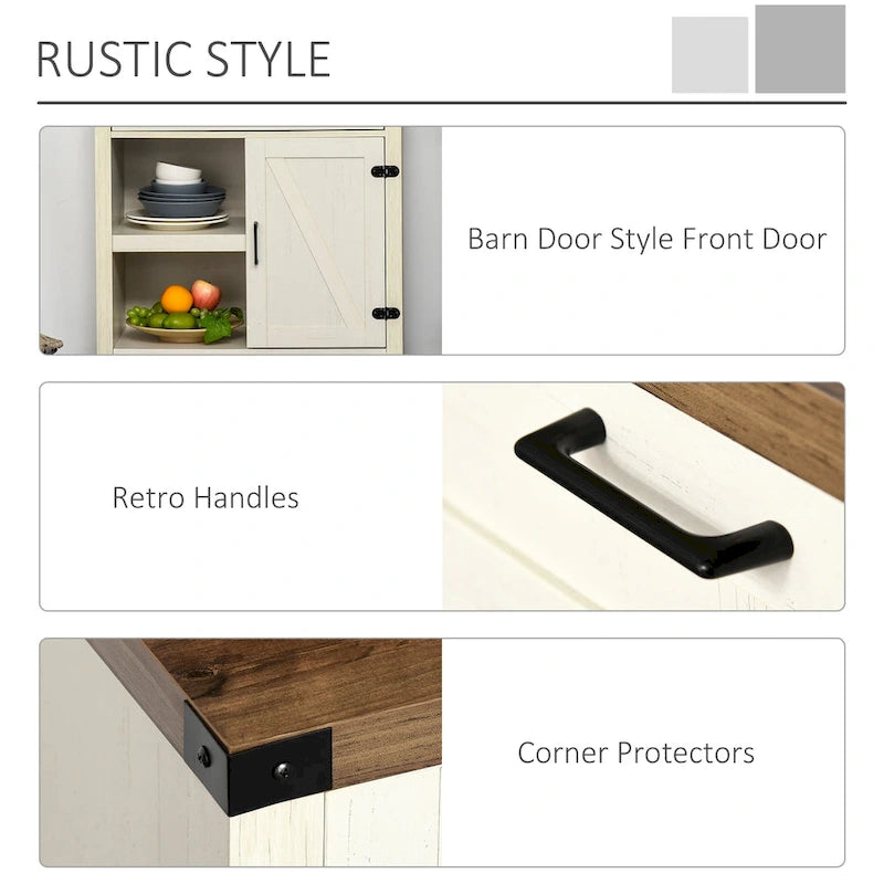 Armoire de rangement rustique avec porte de grange, buffet/bahut de ferme moderne pour cuisine et salle à manger