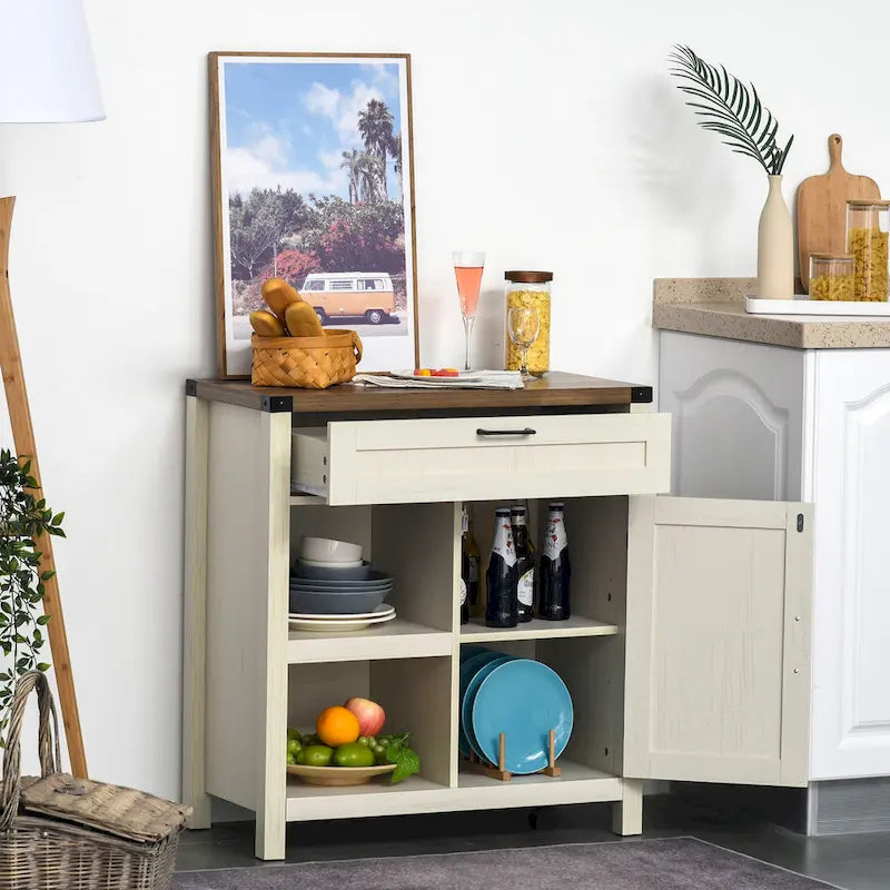 Armoire de rangement rustique avec porte de grange, buffet/bahut de ferme moderne pour cuisine et salle à manger