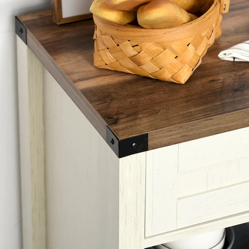 Armoire de rangement rustique avec porte de grange, buffet/bahut de ferme moderne pour cuisine et salle à manger