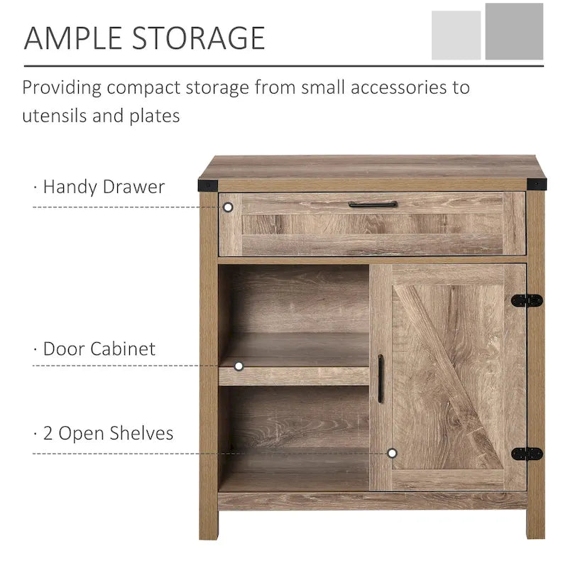 Armoire de rangement rustique avec porte de grange, buffet/bahut de ferme moderne pour cuisine et salle à manger