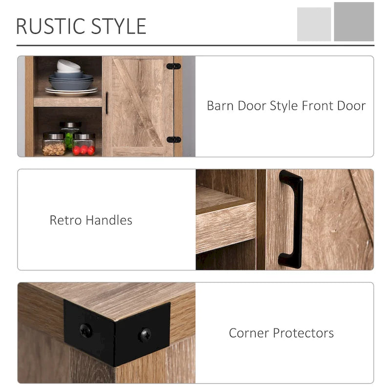 Armoire de rangement rustique avec porte de grange, buffet/bahut de ferme moderne pour cuisine et salle à manger